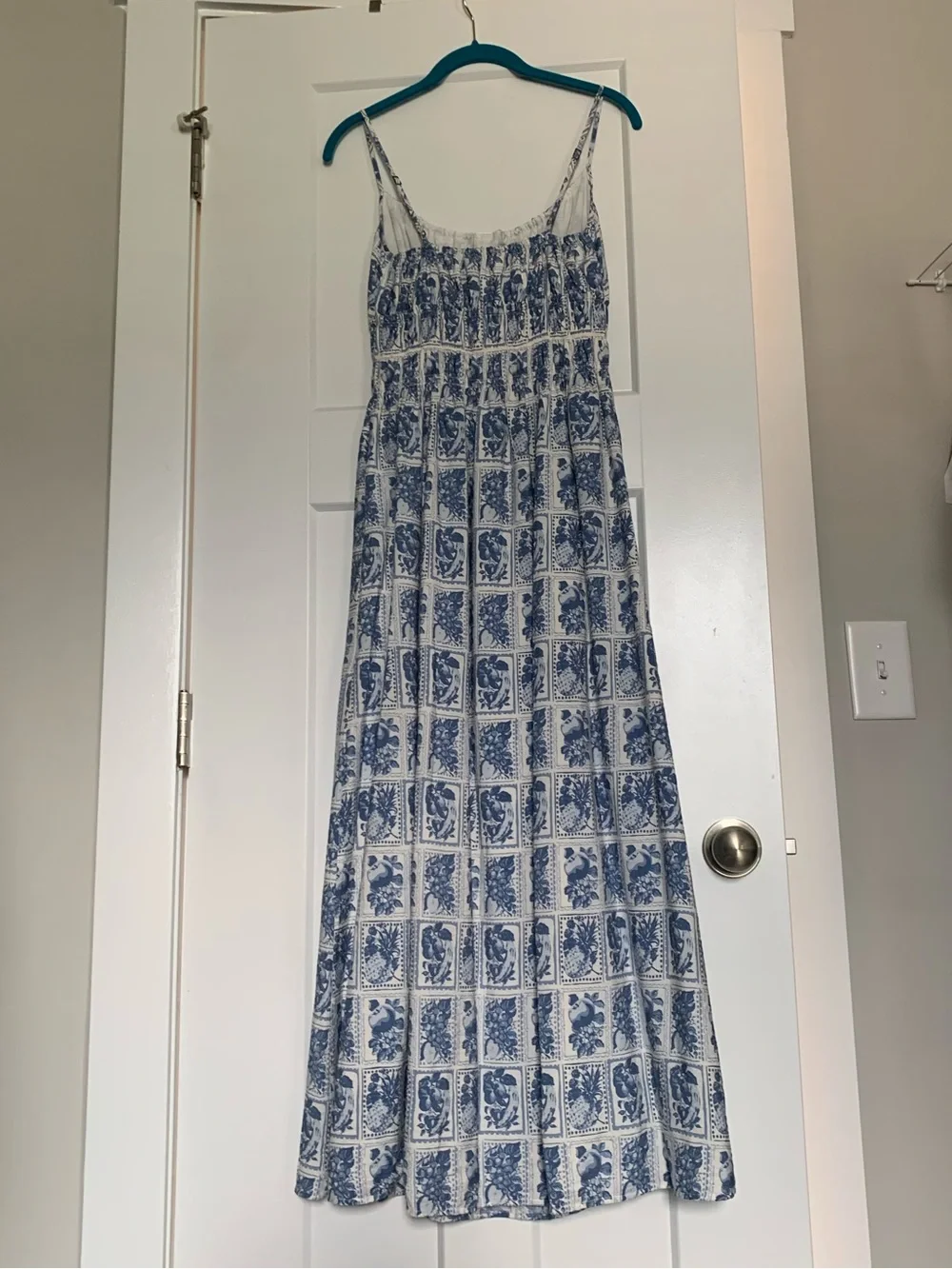 Abercrombie & Fitch Coastal Blue Printed Maxi Dress Small NWT 🍋